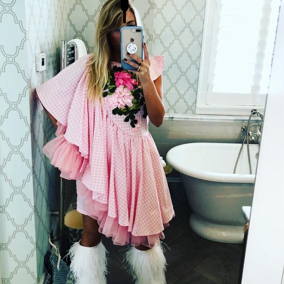 Pink Gingham Statement Dress - Picture 2 of 11